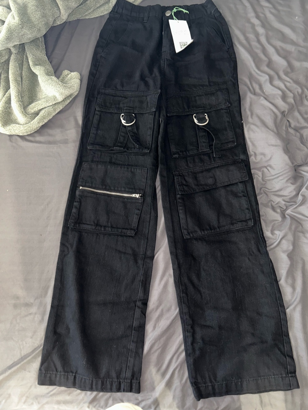 TCL Black Elastic-Waist Pants with Logo Tag